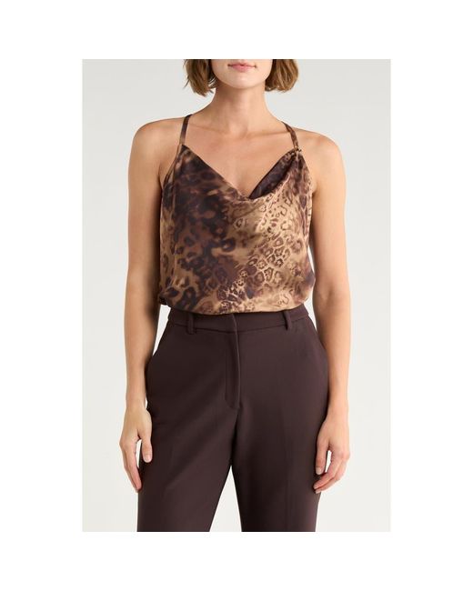 Ramy Brook Brown Yohana Print Cowl Neck Camisole