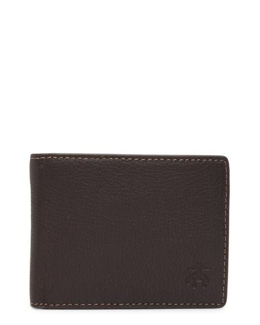 Brooks Brothers Black Brower Bifold Pebbled Leather Wallet for men