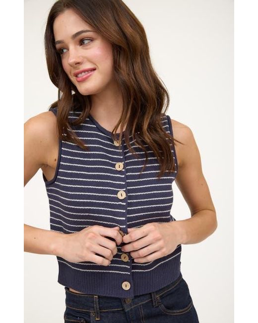 Blu Pepper Blue Stripe Button Front Sweater Vest
