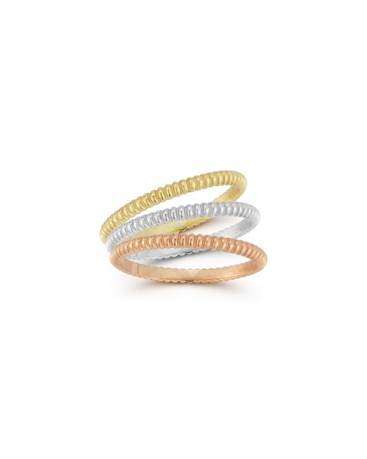 Glaze Jewelry White Set Of 3 Mixed Metal Stackable Rings
