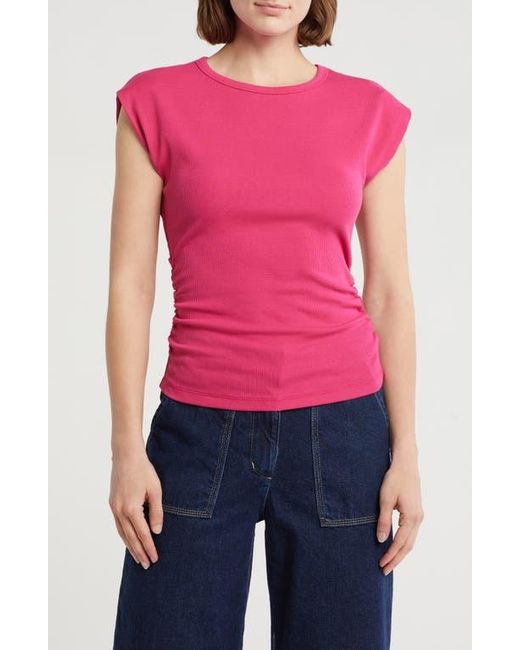 INDUSTRY REPUBLIC CLOTHING Pink Ruched Side Ribbed Muscle Tank