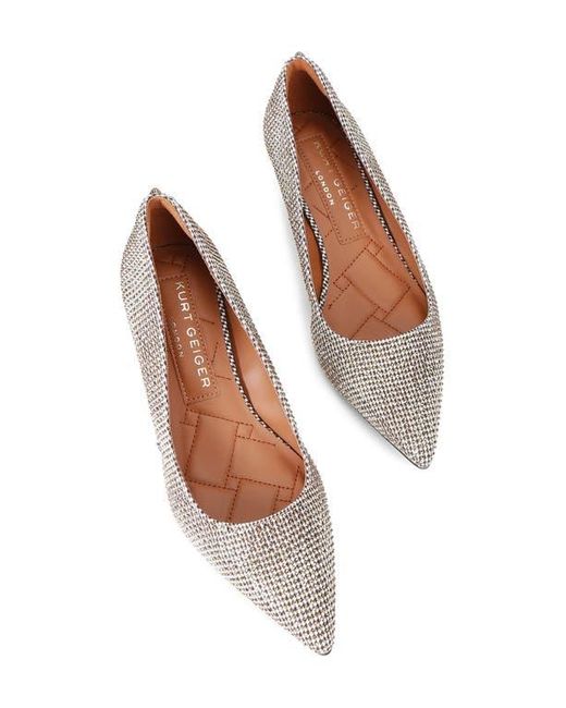 Kurt Geiger Natural Kensington Flexi Pointed Toe Kitten Heel Pump