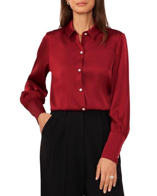 Halogen® Red Button-Up Shirt