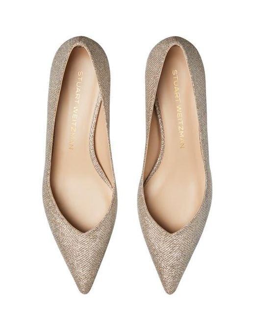Stuart Weitzman White Eva Kitten Heel Pointed Toe Pump
