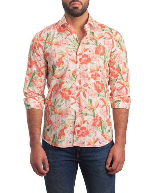 Jared Lang Trim Fit Flamingo Button-up Shirt in Red for Men | Lyst