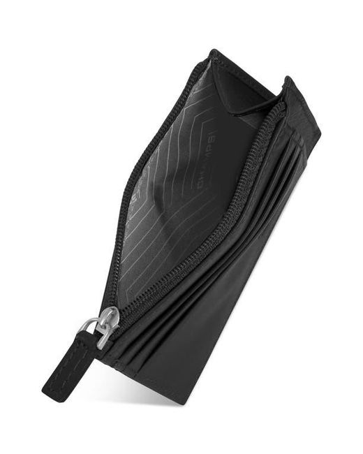 CHAMPS Black Zip Leather Card Case for men