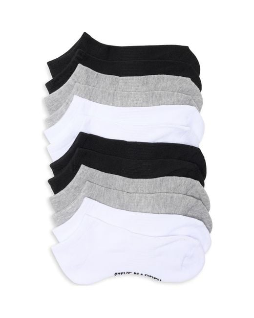 Steve Madden Black 6-Pack Solid Ribbed Arch Low Cut Socks