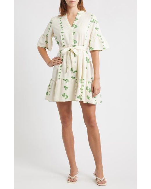 Vero Moda Natural Pamela Ruffle Hem Tie Waist Dress