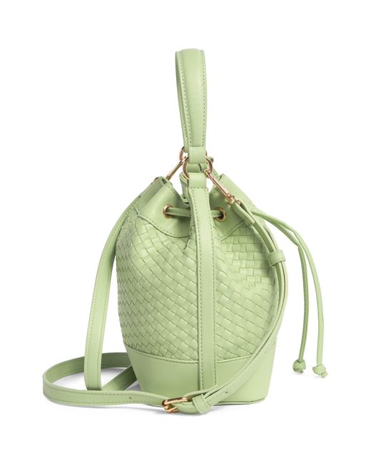 Anne Klein Green Drawstring Woven Bucket Bag