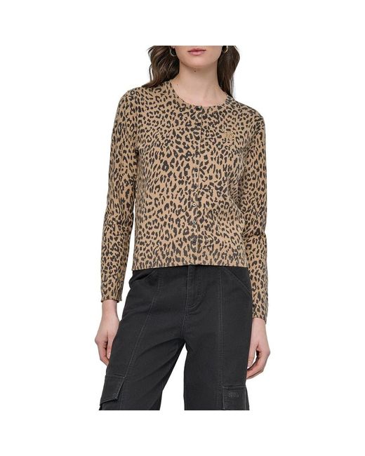 DKNY Black Leopard Print Cardigan