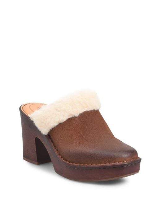 Børn Brown Hope Genuine Shearling Trim Clog