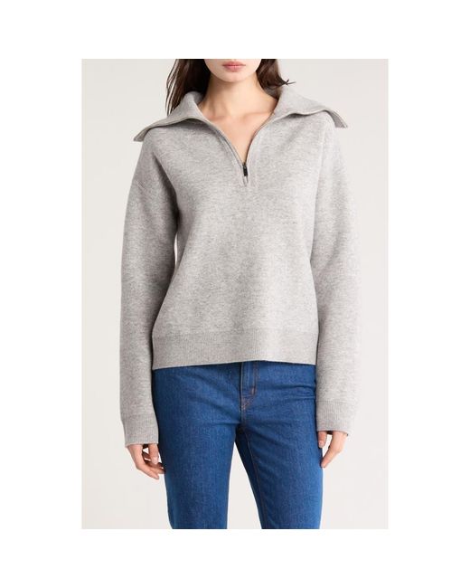 10 Crosby Derek Lam Gray Samuel Reversible Wool Blend Quarter Zip Sweater