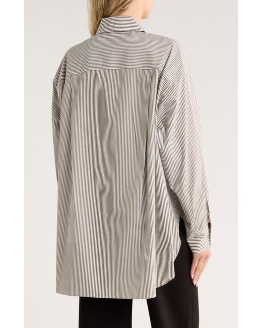 Rag & Bone Natural Maxine Stripe Oversize Poplin Button-Up Shirt