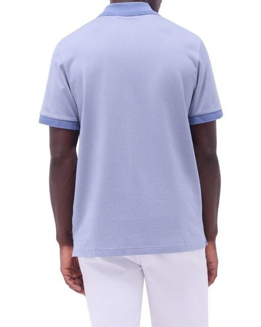 Bugatchi Blue Contrast Trim Zip Polo for men