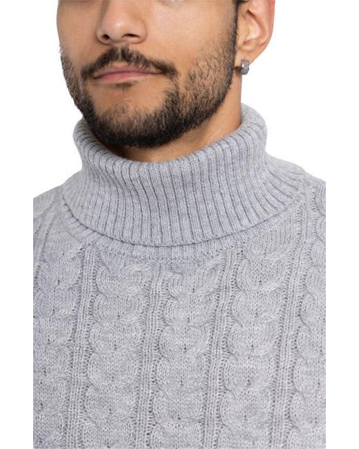 Xray Jeans Gray Cable Knit Turtleneck Sweater for men