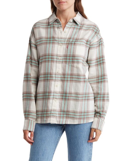Levi's Gray Davy Plaid Flannel Button-up Shirt In Vera Plaid Tofu At Nordstrom Rack