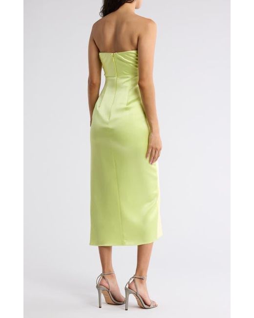 Cinq À Sept Yellow Neve Strapless Satin Gown
