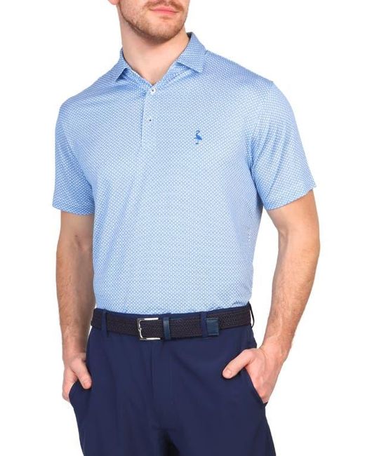 Tailorbyrd Blue Mini Geo Print Performance Polo for men