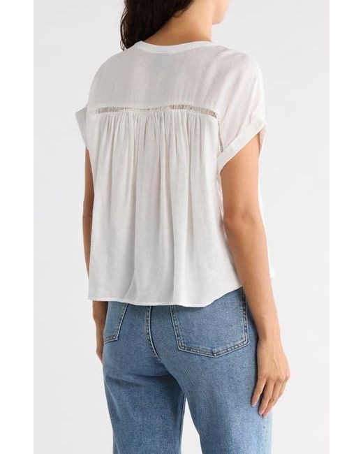 Bobeau White Drop Shoulder Trim Top