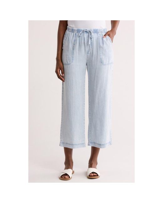 Splendid Blue Chambray Crop Wide Leg Pants