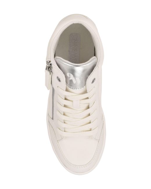 Nine West White Tons Lace-up Wedge Sneaker