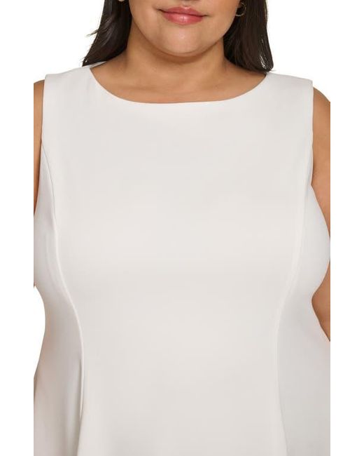 Calvin Klein White Mesh Panel Fit & Flare Midi Dress