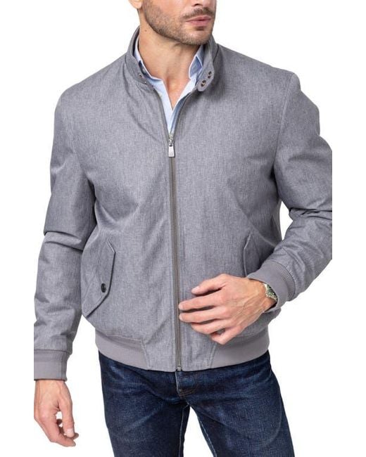 Hart Schaffner Marx Gray Arden Stand Collar Bomber Jacket for men