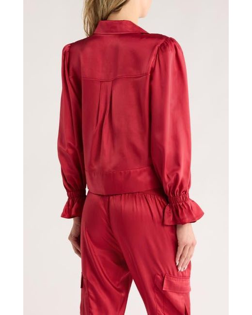 Cinq À Sept Red Holly Ruffle Satin Twill Jacket
