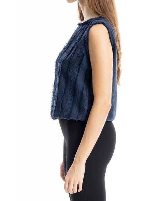 Max Studio Blue Ruffle Front Sleeveless Top