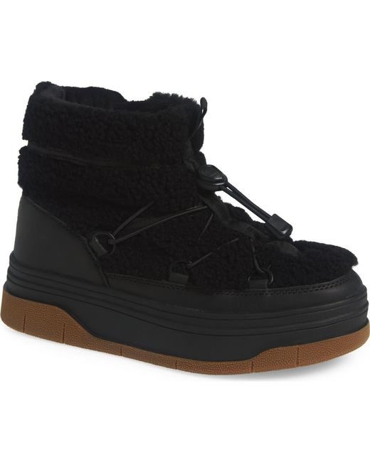 Pajar Black Janie Waterproof Faux Shearling Platform Bootie