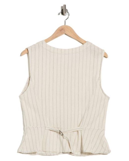 Max Studio Natural Pinstripe Button Front Vest
