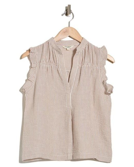 Max Studio Natural Ruffle Sleeveless Top