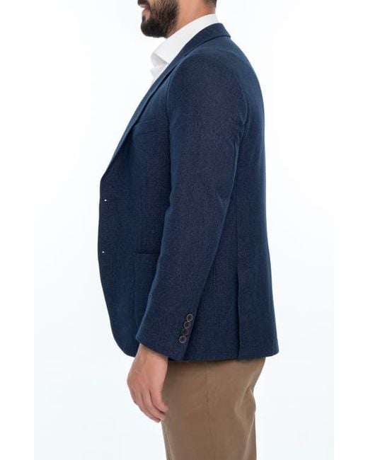 VELLAPAIS Blue Solid Sport Coat for men