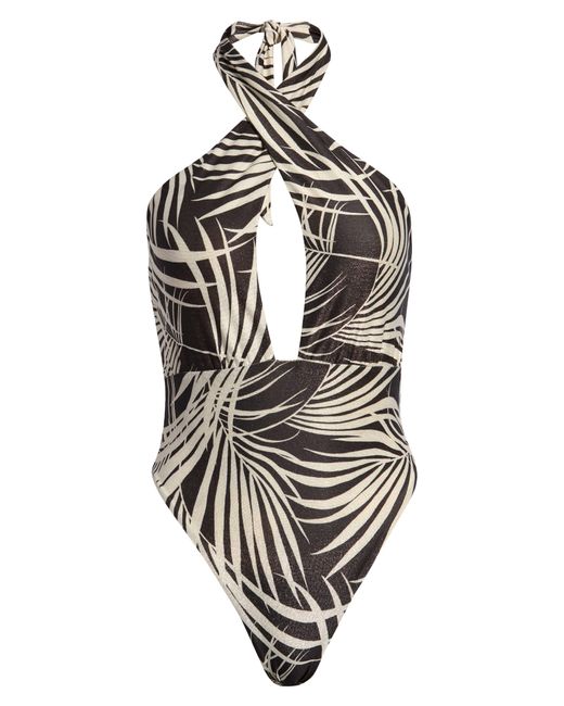 Maaji Black Areca Palm Halter Neck One-piece Swimsuit