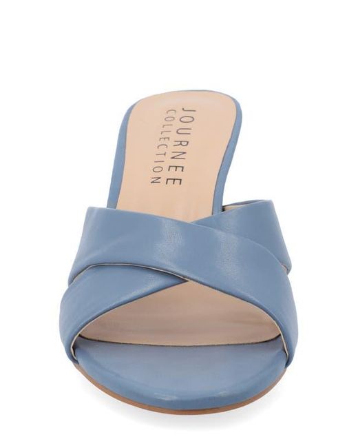 Journee Collection Blue Berkly Snake-Embossed Slide Sandal