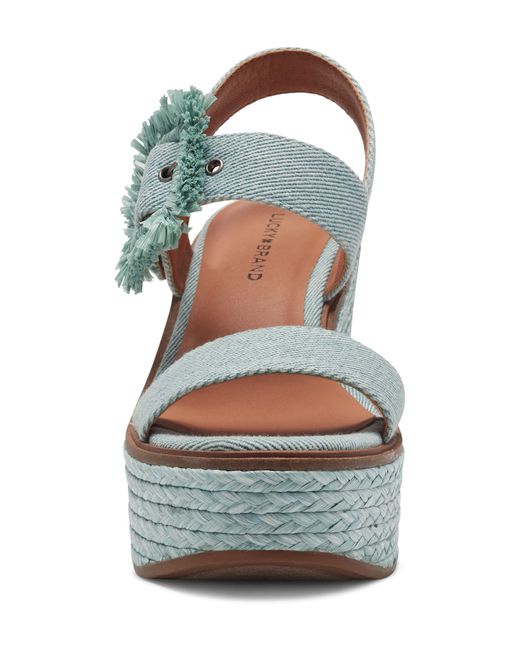 Lucky Brand Blue Yidris Espadrille Platform Sandal In Wrought Iron At Nordstrom Rack