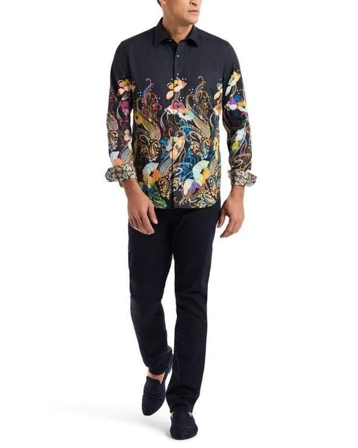 Robert Graham Black Jacobs Long Sleeve Button-Up Shirt for men