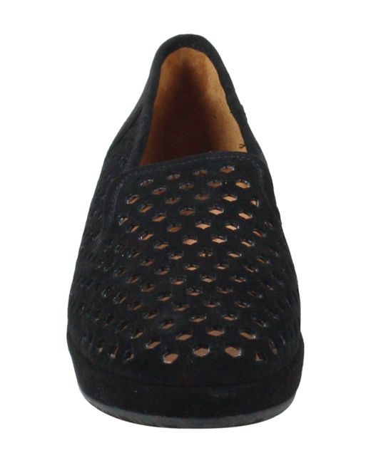 L'amour Des Pieds Clemence Perforated Wedge Loafer In Black Suede At Nordstrom Rack