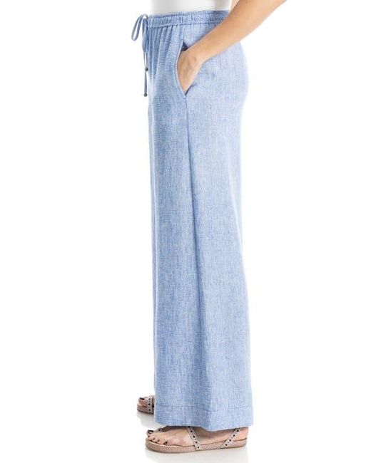Max Studio Blue Crinkled Drawstring Waist Pants