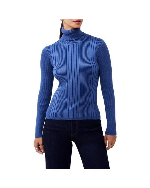 Blue ribbed turtleneck online