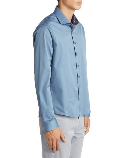 Stone Rose Blue Dry Touch Performance Button-Up Shirt for men