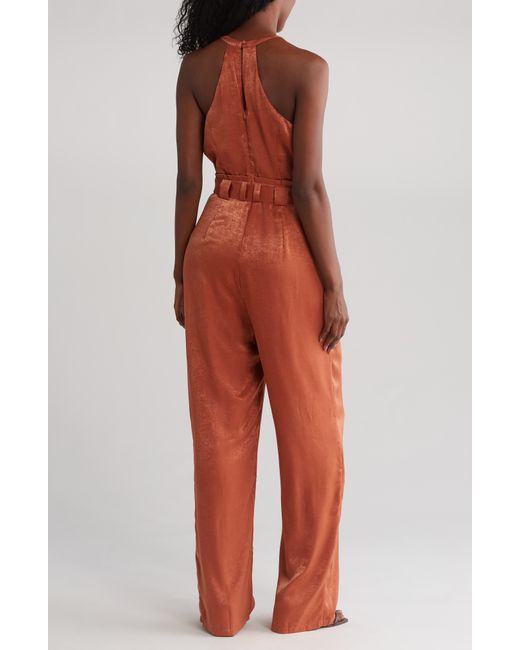 Lulus Red In The City Satin Jumpsuit