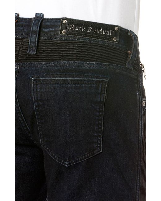 Rock Revival Blue Moto Skinny Jeans for men