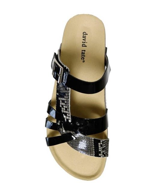 David Tate Black Warm Strappy Slide Sandal