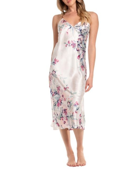 In Bloom Multicolor Satin Slip Nightgown