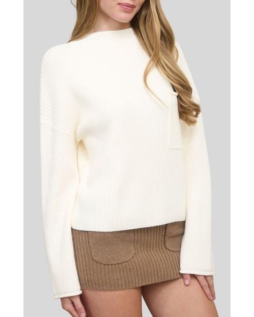 Blu Pepper White Mock Neck Long Sleeve Sweater