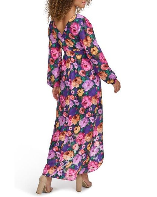 Siena Jewelry Multicolor Long Sleeve Wrap Style Midi Dress