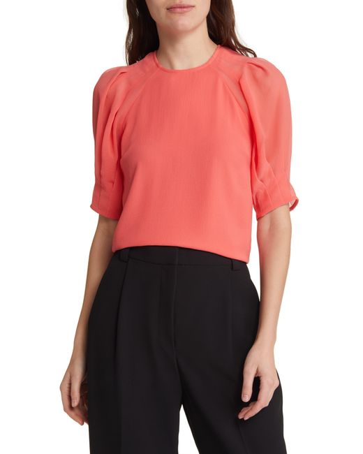 Ted Baker Red Natelie Puff Sleeve Boxy Top