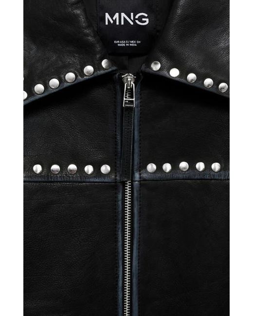 Mango Black Studded Leather Jacket
