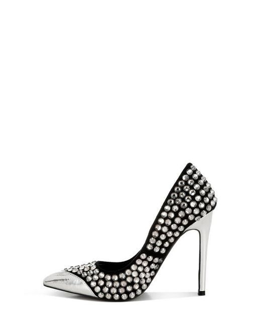 LONDON RAG Black Super Fan Diamante Embellished Pump